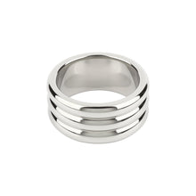 Inel pentru penis MR. STEEL Elegant Deep C-Ring, cu striații, din oțel inoxidabil, diametru 4.5 cm (mic), argintiu