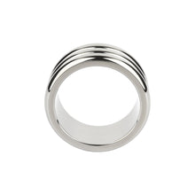 Inel pentru penis MR. STEEL Elegant Deep C-Ring, cu striații, din oțel inoxidabil, diametru 4.5 cm (mic), argintiu