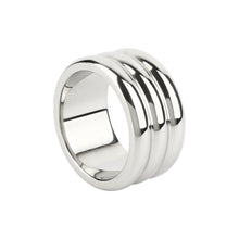 Inel pentru penis MR. STEEL Elegant Deep C-Ring, cu striații, din oțel inoxidabil, diametru 4.5 cm (mic), argintiu
