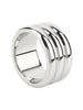 Inel pentru penis MR. STEEL Elegant Deep C-Ring, cu striații, din oțel inoxidabil, diametru 4.5 cm (mic), argintiu
