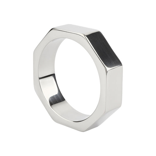 Inel pentru penis MR. STEEL Nut C-Ring, în formă de piuliță, din oțel inoxidabil, diametru 5 cm (mare), argintiu