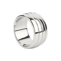 Inel pentru penis MR. STEEL Oval Barrel C-Ring, cu striații, din oțel inoxidabil, diametru 5 cm, argintiu
