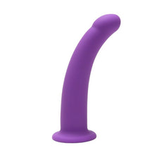 Dildo ME YOU US Purple Curved Silicone Dildo, compatibil cu hamuri strap-on, hipoalergenic, lungime 19 cm, mov