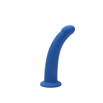 Dildo ME YOU US Blue Curved Silicone Dildo, compatibil cu hamuri strap-on, hipoalergenic, lungime 16.5 cm, albastru