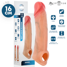 Manșon realist MR INTENSE Simon L, pentru extensia și îngroșarea penisului, lungime inserabilă 11.5 cm, +4.5 cm, culoarea pielii