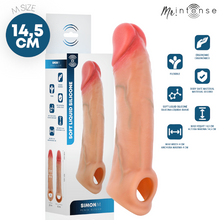 Manșon realist MR INTENSE Simon M, pentru extensia și îngroșarea penisului, lungime inserabilă 10.1 cm, + 4.5 cm, culoarea pielii