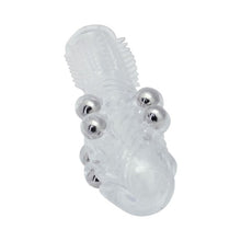 Manșon pentru penis TOYZ4LOVERS Stretchy Penis, texturat, cu bile de metal, din TPE, lungime 13.5 cm, diametru 2 cm, transparent