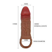 Manșon realist PRETTY LOVE Peirre, pentru extensia penisului, inel pentru testicule, din TPR , 10 cm, culoarea pielii