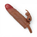 Manșon vibrator PRETTY LOVE Osmar,cu bullet inclus, pentru extensia și îngroșarea penisului, inel pentru testicule, culoarea pielii, 20.5 cm