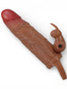 Manșon vibrator PRETTY LOVE Osmar,cu bullet inclus, pentru extensia și îngroșarea penisului, inel pentru testicule, culoarea pielii, 20.5 cm