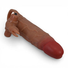 Manșon vibrator PRETTY LOVE Osmar,cu bullet inclus, pentru extensia și îngroșarea penisului, inel pentru testicule, culoarea pielii, 20.5 cm