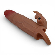 Manșon vibrator PRETTY LOVE Osmar,cu bullet inclus, pentru extensia și îngroșarea penisului, inel pentru testicule, culoarea pielii, 20.5 cm