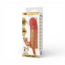 Manșon vibrator PRETTY LOVE Osmar,cu bullet inclus, pentru extensia și îngroșarea penisului, inel pentru testicule, culoarea pielii, 20.5 cm