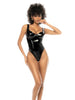 Lenjerie teddy sexy MAPALÉ Gloss Black, body din material lucios cu spate din plasă, culoare negru, mărime M (model 2753)