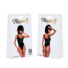 Lenjerie teddy sexy MAPALÉ Gloss Black, body din material lucios cu spate din plasă, culoare negru, mărime L (model 2753)