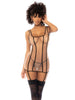 Lenjerie babydoll 2 piese MAPALÉ Nude 7546, design din plasă cu închidere șnur la spate, chilot tanga inclus, mărime M, negru cu crem