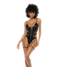 Lenjerie teddy Mapalé - Wet Look Black 2749, teddy elegant si seducator, textura lucioasa, L/XL