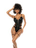 Lenjerie teddy Mapalé - Wet Look Black 2749, teddy elegant si seducator, textura lucioasa, L/XL