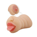 Masturbator dublu CRAZY BULL SARAH, cu simulare orală și vaginală realistă, rezistent la apă, lungime 18 cm, culoare naturală deschisă