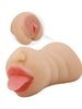 Masturbator dublu CRAZY BULL SARAH, cu simulare orală și vaginală realistă, rezistent la apă, lungime 18 cm, culoare naturală deschisă
