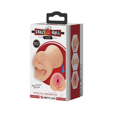 Masturbator dublu CRAZY BULL SARAH, cu simulare orală și vaginală realistă, rezistent la apă, lungime 18 cm, culoare naturală deschisă