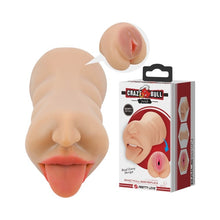 Masturbator dublu CRAZY BULL SARAH, cu simulare orală și vaginală realistă, rezistent la apă, lungime 18 cm, culoare naturală deschisă