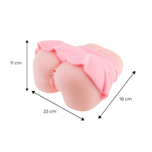 Masturbator manual MISTRESS School Girl, pentru simulare anală și vaginală realistă, material TPE, culoarea pielii, design cu fustă roz