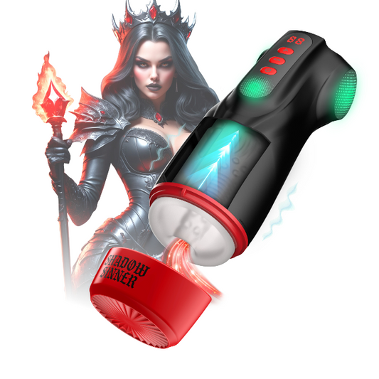 Masturbator inovator MASTURS Raven Shadow Sinner, funcție de realitate augmentată (AR), funcții de încălzire, mișcare de penetrare, din ABS/TPE