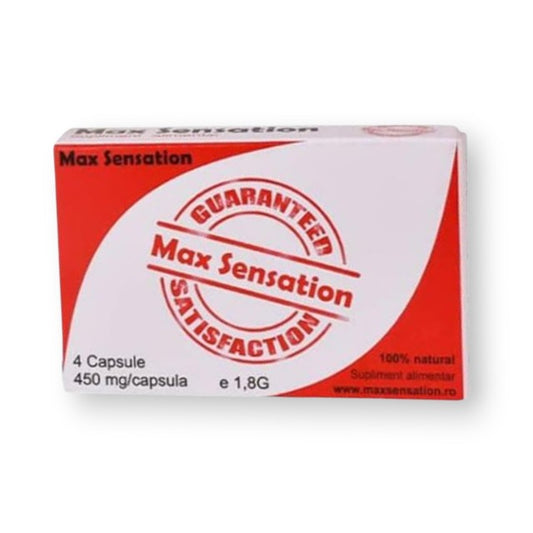 Capsule Max Sensation, pentru erectie puternica, libido, energie si rezistenta sexuala, 4 buc