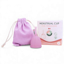 Cupe menstruale FEMI.EKO® Teen, din silicon medical, protecție până la 12 ore, mărime XS, mov