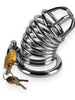 Cușcă pentru penis LOVETOY Emperor Metal, pentru castitate bărbați, cu inel pentru penis, din oțel inoxidabil, culoare argintiu, diamentru 4.4 cm