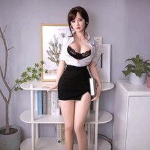 Păpușă realistă pentru sex MODEL 114, cu sâni mari și trăsături delicate, asiatică, două orificii de penetrare, din silicon premium, înălțime 159 cm, 33 kg