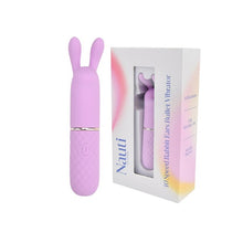 Vibrator bullet NAUTI Petites Rabbit Ears, pentru stimularea clitorisului, 10 functii de vibratie, roz cu urechi de iepuras