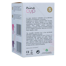 Cupă menstruală NINA KIKI Menstrual Cup S, din silicon medical, protecție până la 12 ore, mărime S, roz