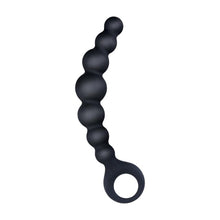 Bile anale NMC Arse Beads 7", design curbat cu inel de extracție, lungime 17.8 cm, din silicon, negru (635861)