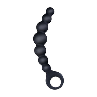 Bile anale NMC Arse Beads 7", design curbat cu inel de extracție, lungime 17.8 cm, din silicon, negru (635861)
