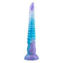 Dildo monster NO. 419 ZONE Series TENTAEEL, în formă de tentacul, fosforescent, bază cu ventuză, 31.2 cm, albastru cu mov