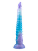 Dildo monster NO. 419 ZONE Series TENTAEEL, în formă de tentacul, fosforescent, bază cu ventuză, 31.2 cm, albastru cu mov