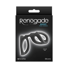Inel dublu pentru penis NS NOVELTIES Renegade, lungime 10.9 cm, diametru 5.1 cm, din silicon, culoare negru