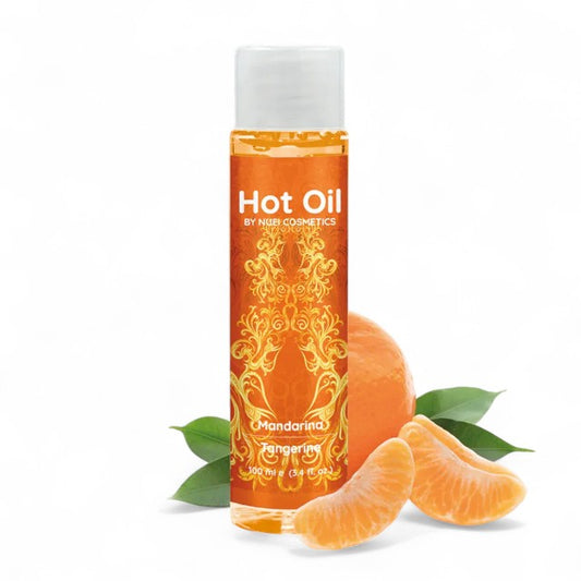 Ulei de masaj, NUEI - HOT OIL, sarutabil, cu efect de incalzire si aroma de Mandarine, 100 ml