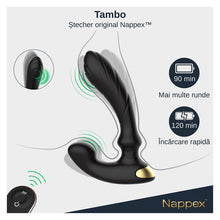 Vibrator anal NAPPEX TAMBO, pentru stimularea prostatei, control prin telecomandă, 9 funcții de vibrație, negru