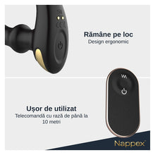 Vibrator anal NAPPEX TAMBO, pentru stimularea prostatei, control prin telecomandă, 9 funcții de vibrație, negru