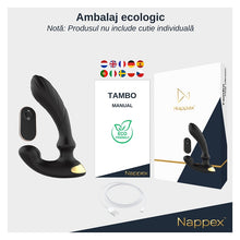 Vibrator anal NAPPEX TAMBO, pentru stimularea prostatei, control prin telecomandă, 9 funcții de vibrație, negru