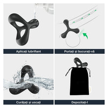 Inel pentru penis Nappex - Jari, dublu pentru stimularea erectiei, din silicon, negru