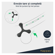 Inel pentru penis Nappex - Jari, dublu pentru stimularea erectiei, din silicon, negru