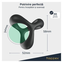 Inel pentru penis Nappex - Jari, dublu pentru stimularea erectiei, din silicon, negru