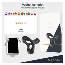 Inel pentru penis Nappex - Jari, dublu pentru stimularea erectiei, din silicon, negru