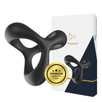 Inel pentru penis Nappex - Jari, dublu pentru stimularea erectiei, din silicon, negru