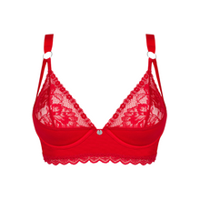 Sutien sexy OBSESSIVE Belovya, cupe întărite pentru suport, bretele late, reglabile, cu accesorii argintii, culoare roșu, mărime XS/S