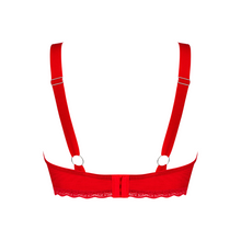 Sutien sexy OBSESSIVE Belovya, cupe întărite pentru suport, bretele late, reglabile, cu accesorii argintii, culoare roșu, mărime XS/S